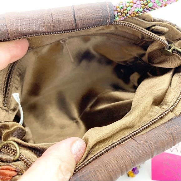 Vintage‎ Prezzo Boho Multicolor Beaded Fabric Handbag-Beaded Handle - Picture 11 of 11